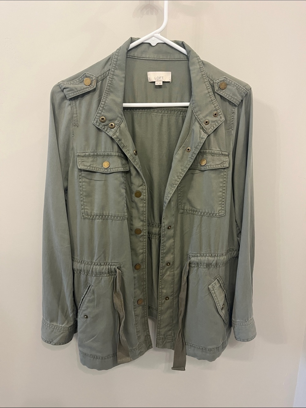 LOFT Olive Green Utility Jacket with Front Pockets